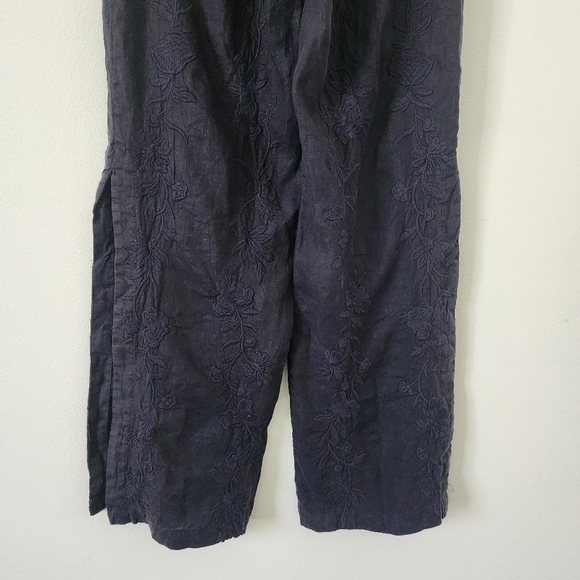 Johnny Was Renee Embroired Side Slit Palazzo Linen Pants Size XS - Picture 13 of 17